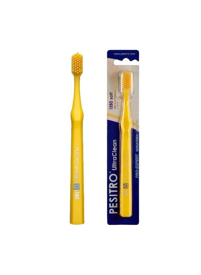PESITRO UltraClean 1580 Soft Toothbrush – Deep Cleaning Soft Bristles (0.15mm), Ergonomic Handle, Angled Head for Plaque & Stain Removal - Image 1